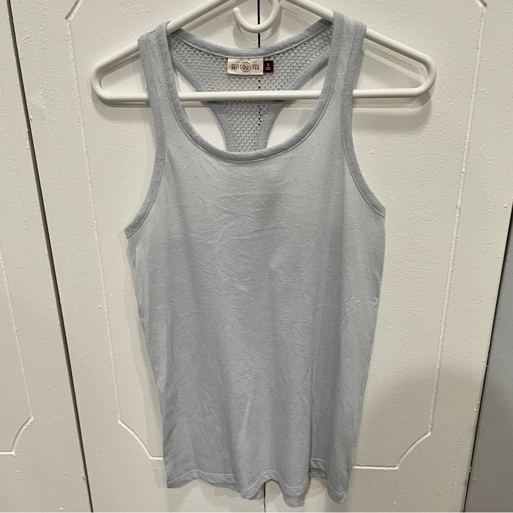 SO Blue Racerback Mesh Tank Top